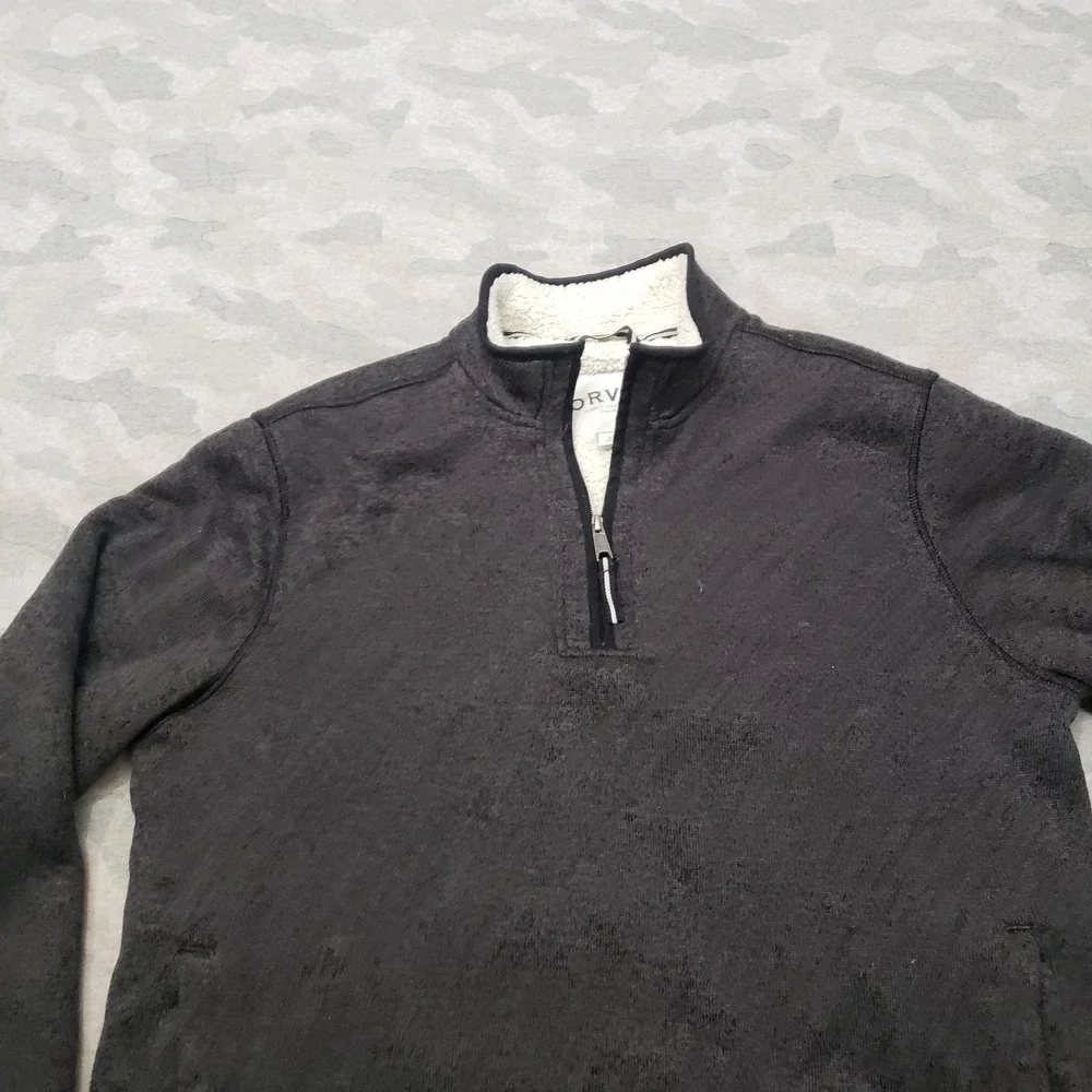 Orvis Sweater Mens Large Gray Quarter Zip Pullover Fleece Outdoor Workwear